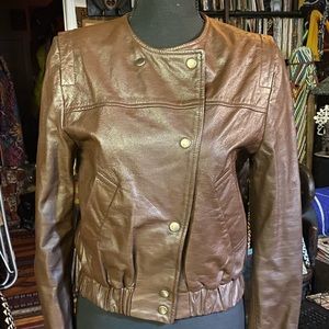 Chocolate brown leather jacket, S
